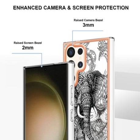 Противоударный чехол Electroplating IMD для Samsung Galaxy S24 Ultra 5G - слон