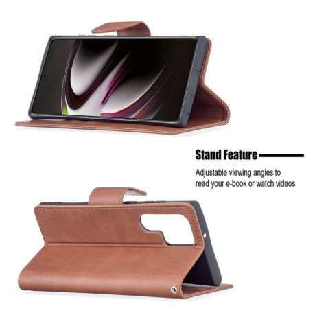 Чехол-книжка Retro Lambskin Texture для Samsung Galaxy S22 Ultra 5G - коричневый