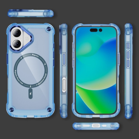 Протиударний чохол Skin Feel TPU + PC MagSafe Magnetic для iPhone 16 Plus - синій