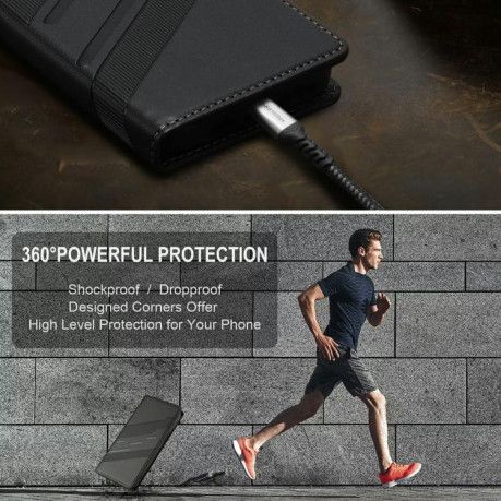 Чехол-книжка Embossed Multi-functional Wallet Retro Leather на Realme GT7 Pro - черный