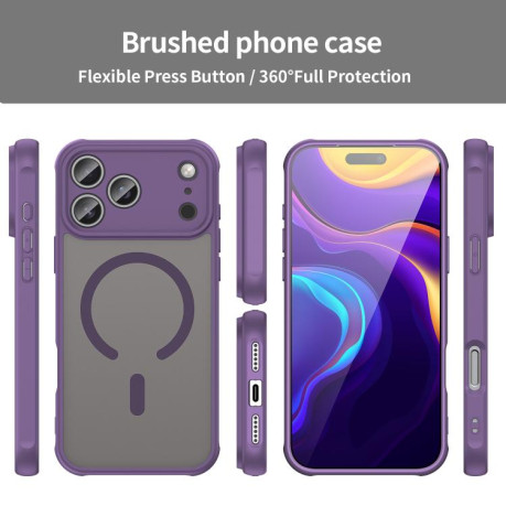 Противоударный чехол Fan Dun Series TPU Hybrid PC Frosted Magsafe для iPhone 17 Pro Max - фиолетовый