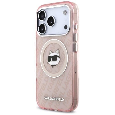 Оригинальный чехол Karl Lagerfeld IML Choupette Head Logo с MagSafe на iPhone 17 Pro Max - Pink