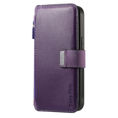 Чехол-книжка CaseNeo MagSafe RFID Anti-theft Zipper Wallet Retro Leather для Realme GT 7 Pro - фиолетовый