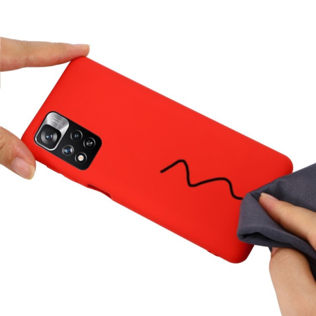 Чехол Solid Color Liquid Silicone на Xiaomi Redmi Note 11 Pro 5G (China)/11 Pro+ - красный
