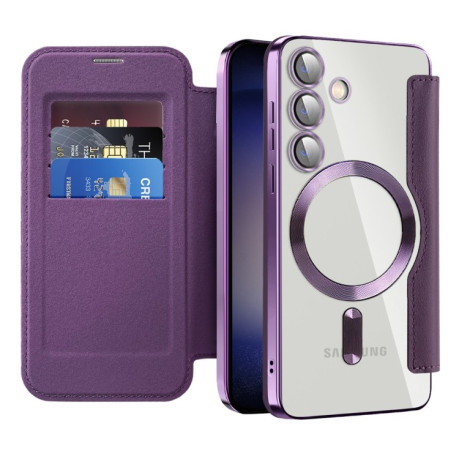 Чохол-книжка Shield MagSafe RFID Anti-theft Leather  для Samsung Galaxy S25 5G - фіолетовий