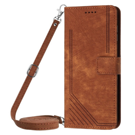 Чехол-книжка Skin Feel Stripe Pattern для Infinix Smart 8 - коричневый