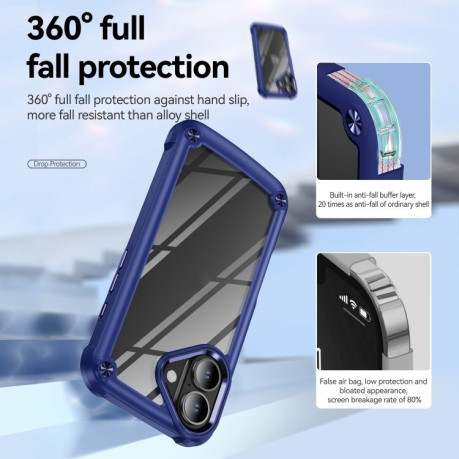 Противоударный чехол Lens Protection на iPhone 16 Plus - синий