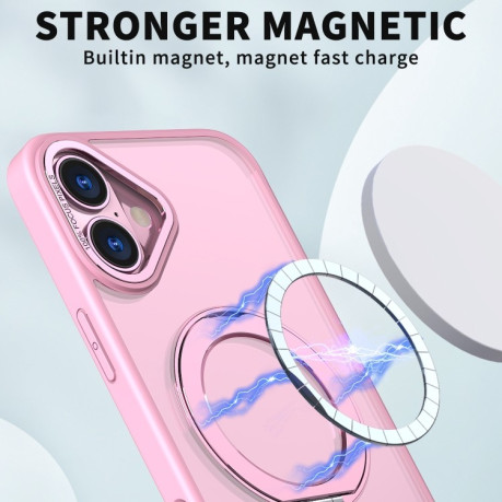 Противоударный чехол Wing Series MagSafe Magnetic Ring Holder для  iPhone 16 Plus - розовый