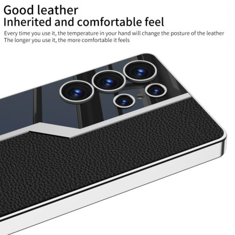 Противоударный чехол GKK Plating TPU + Leather Supercar  для Samsung Galaxy S25 Ultra 5G - Fiber