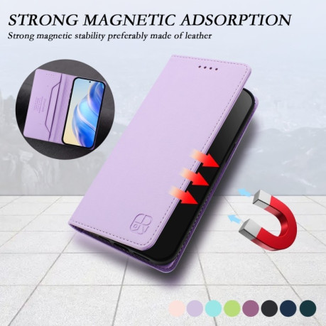 Чехол-книжка RC01 Dual-Folded Magnetic Suction RFID Leather на Infinix Hot 50i 5G / Smart 9 4G - фиолетовый
