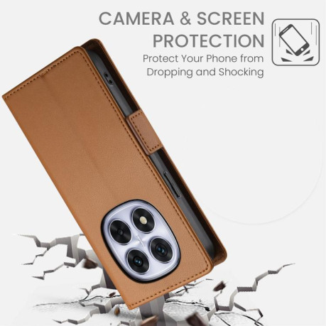 Чохол-книжка Side Buckle Magnetic Frosted Leather для Xiaomi Redmi Note 14 4G 164.84mm - коричневий