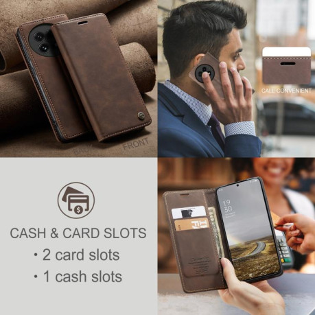 Чехол-книжка CaseMe-013 Multifunctional на OnePlus 13 - кофейный
