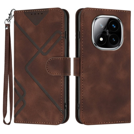 Чехол-книжка Line Pattern Skin Feel Leather для Xiaomi Redmi Note 14 Pro+ 5G - кофейный