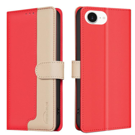 Чохол-книжка Color Matching RFID Anti-theft Leather для iPhone 16e - червоний