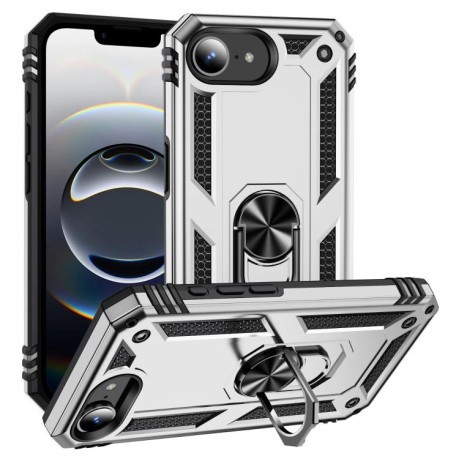 Противоударный чехол HMC 360 Degree Rotating Holder для iPhone 16e - серебристый