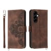 Чехол-книжка Skin-feel Flowers Embossed на Samsung Galaxy A57 5G — коричневый