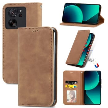 Чохол-книжка Retro Skin Feel Magnetic Flip Leather для Xiaomi 13T / 13T Pro - коричневий