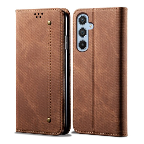 Чехол книжка Denim Texture Casual Style на Samsung Galaxy A56 5G - коричневый