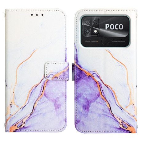 Чехол-книжка PT003 Marble Pattern для Xiaomi Poco C40/Redmi 10c - белый