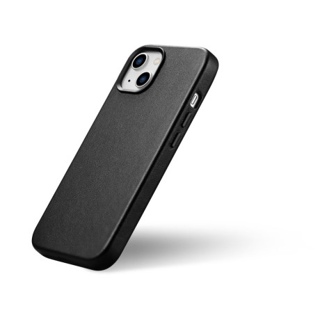 Кожаный чехол iCarer Genuine Leather (MagSafe) для iPhone 14 Plus - черный