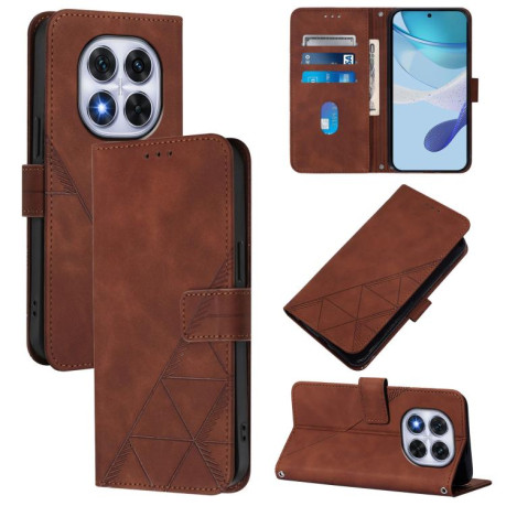 Чохол-книжка Crossbody 3D Embossed Flip Leather на Xiaomi Poco X7 - коричневий