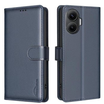 Чехол-книжка Litchi Texture RFID Anti-theft Leather для Xiaomi Poco F7 5G - синій
