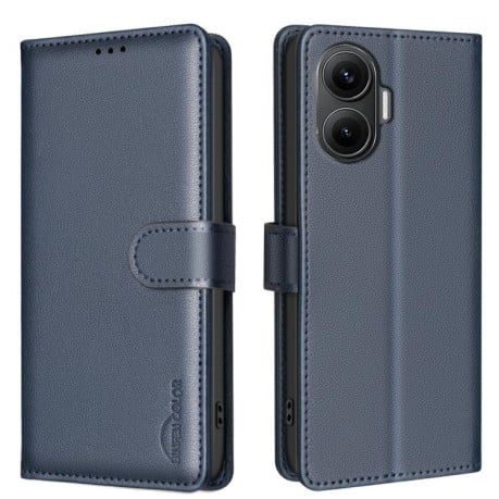 Чехол-книжка Litchi Texture RFID Anti-theft Leather для Xiaomi Poco F7 5G - синий