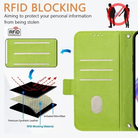 Чохол-книжка Embossed Rose RFID Anti-theft Leather для Xiaomi 14T Pro - зелений