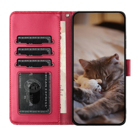 Чохол-книжка Cat Embossing Pattern Samsung Galaxy S24 FE 5G - червоний