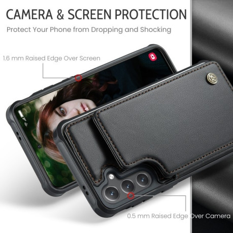 Чехол CaseMe C22 Card Slots Holder RFID Anti-theft для Samsung Galaxy S24 FE 5G - черный