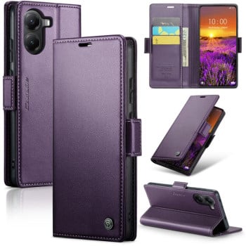 Чохол-книжка CaseMe 023 Butterfly Buckle Litchi RFID Anti-theft Leather для Xiaomi Poco X7 Pro - фіолетовий