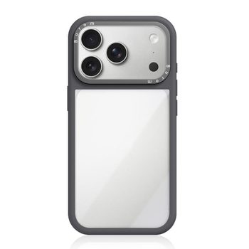 Гібридний чохол Liquid Silicone Frame Hybrid Clear Acrylic із рідкого силікону з акриловою спинкою на iPhone 18 Pro Max — сірий