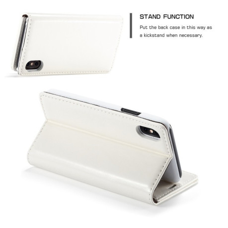 Шкіряний чохол-книжка CaseMe 003 Series Wallet Style із вбудованим магнітом на iPhone X/XS-білий