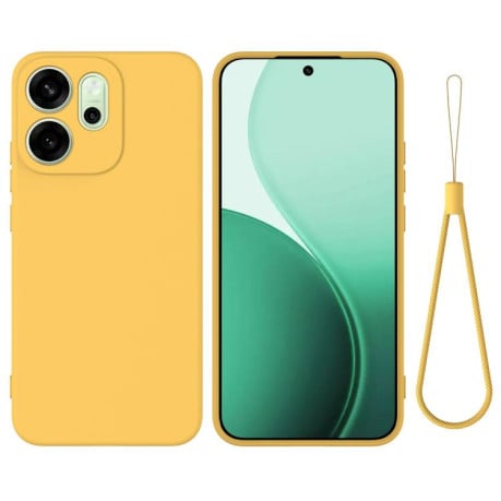 Силиконовый чехол Solid Color Liquid Silicone на OPPO Reno14 F 5G Global - желтый