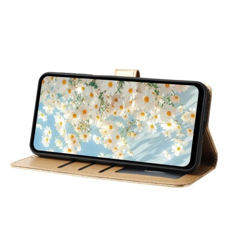 Чехол-книжка Daisy Embossed Leather для на Samsung Galaxy F16 5G / M16 5G - золотой