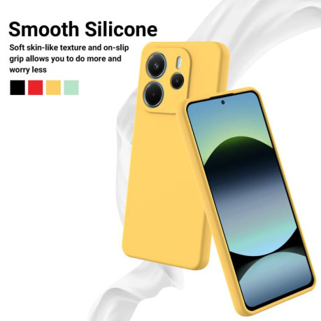 Силиконовый чехол Solid Color Liquid Silicone на Xiaomi Redmi Note 14 4G 164.84mm - желтый