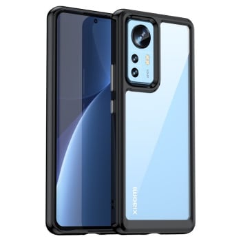 Противоударный чехол  Colorful Acrylic Series с цветной силиконовой боковиной на Xiaomi 12 Pro  - черный