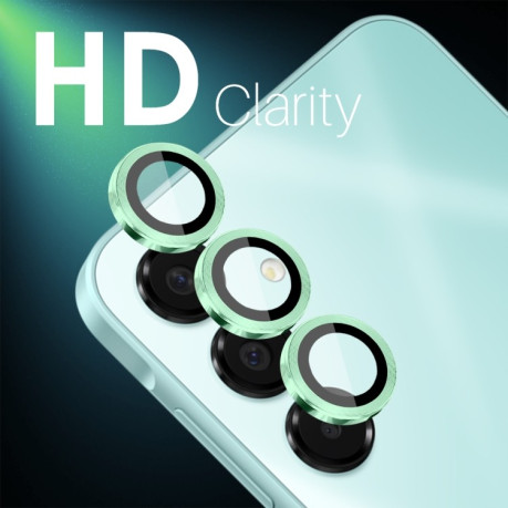Защитное стекло NORTHJO Glitter Camera Lens Protector Tempered Glass Metal Ring на Samsung Galaxy A16 5G - зеленое