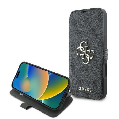 Оригінальний чохол-книжка Guess 4G Metal Logo для iPhone 16 Plus - Black
