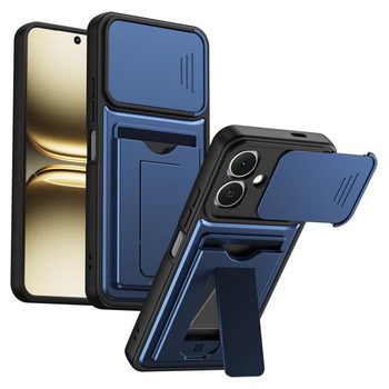 Чехол Escase с отделением на карт и слайдером камеры на Infinix Smart 20 4G — синий