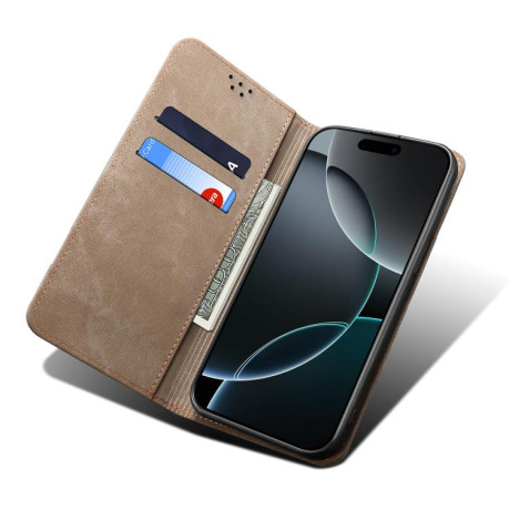 Чехол книжка Denim Texture Casual Style на OnePlus 13T - хаки