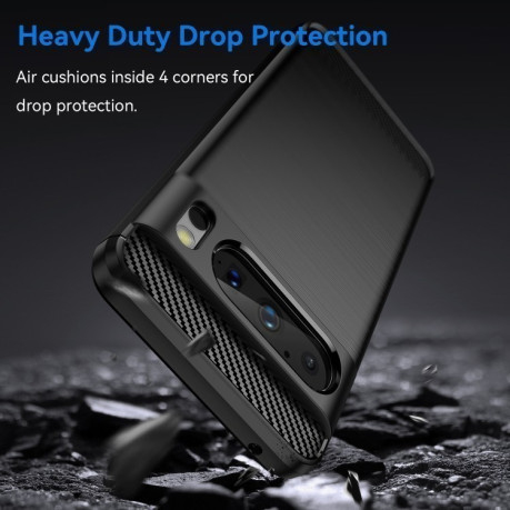 Протиударний чохол Brushed Texture Carbon Fiber на Google Pixel 8 Pro - чорний