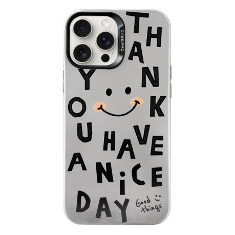 Чехол Electroplated Silver Series PC для  iPhone 16 Pro - Cute Smiley Face