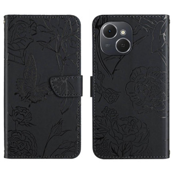 Чехол-книжка Skin Feel Butterfly Embossed на Tecno Spark 40C — чёрный