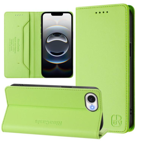 Чохол-книжка RC01 Dual-Folded Magnetic Suction RFID Leather на iPhone 16e - зелений