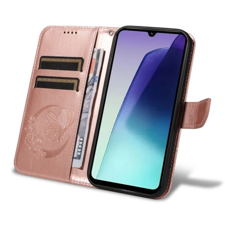 Чохол-книжка Swallowtail Butterfly Embossed Leather для Xiaomi Redmi 14C 4G/Poco C75/Redmi A4 5G - рожеве золото