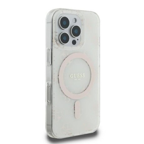 Оригінальний чохол Guess IML 4G Background MagSafe для iPhone 16 Pro - White