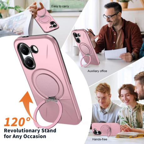 Чохол Metal Rotation Holder MagSafe TPU Hybrid PC з металевим поворотним тримачем і MagSafe на Xiaomi Redmi Turbo 5 5G / Poco X8 Pro 5G — рожевий