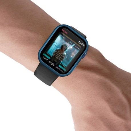 Протиударна накладка із захисним склом Electroplating Matte для Apple Watch Series 8/7 41mm - синя