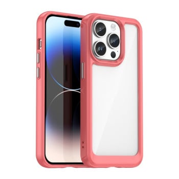 Противоударный чехол  Colorful Acrylic Series с цветной силиконовой боковиной на iPhone 15 Pro Max - красный